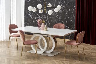 Piękny stół glamour rozkładany biało złoty