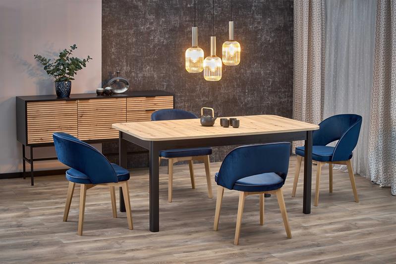 Stół dąb artisan z czarnymi nogami z rozsuwanym blatem
