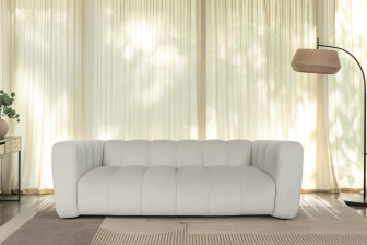 Wspaniała sofa nierozkładana w tkaninie hydrofobowej