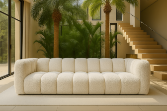 Wspaniała sofa nierozkładana w tkaninie hydrofobowej