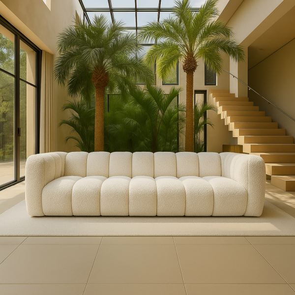 Wspaniała sofa nierozkładana w tkaninie hydrofobowej