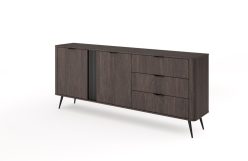 Długa komoda brązowa z szafkami i szufladami 195 cm AACHEN 1