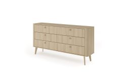 Komoda 6 szuflad wysoka dąb barista 163 cm VICTORIA 1