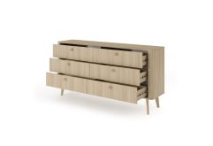 Komoda 6 szuflad wysoka dąb barista 163 cm VICTORIA 2