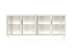 Komoda LED kaszmir z drzwiczkami z szybą ornamentową 181 cm HAMBURG 1