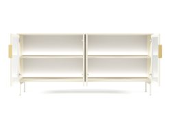 Komoda LED kaszmir z drzwiczkami z szybą ornamentową 181 cm HAMBURG 2