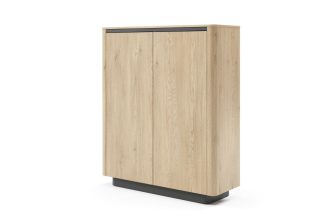 Naturalna wysoka komoda z zaokrąglonymi brzegami dąb cremona