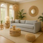 Szara sofa z materacem do spania codziennego