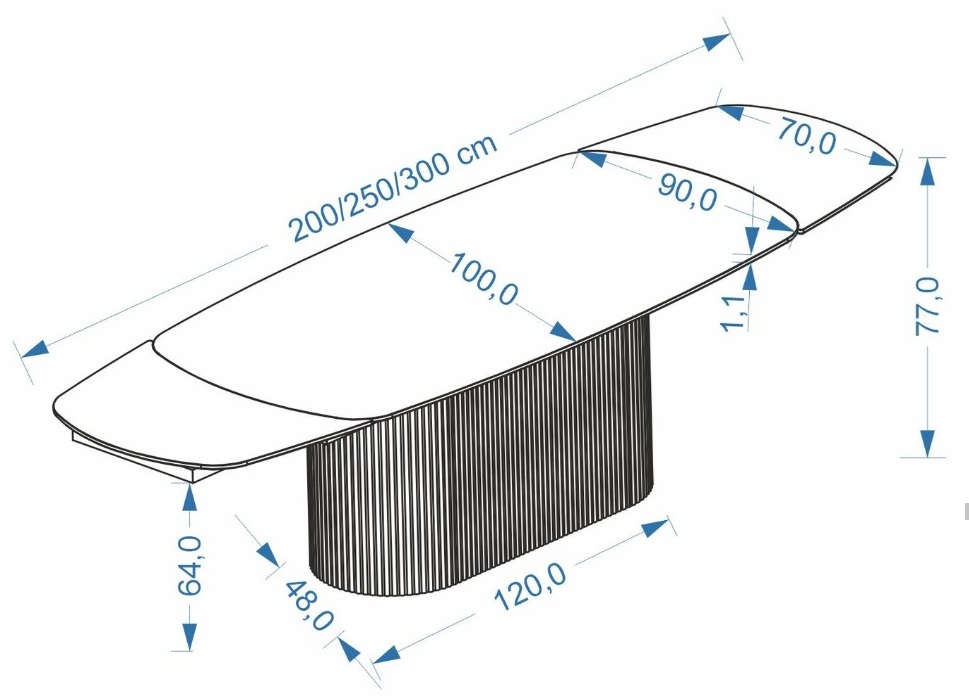 Rozkładany stół premium z ceramicznym blatem 200-300 cm FLAVOR 3