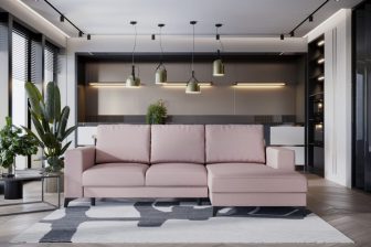 Minimalistyczna kanapa narożna rozkładana do spania ARSEN 9
