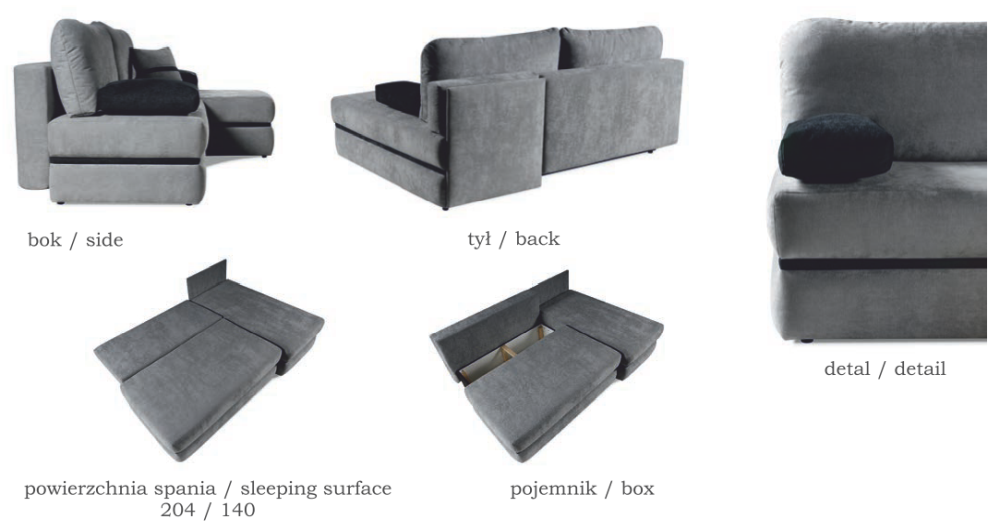 Modna rogówka do małego mieszkania z funkcją spania LaVanto 1