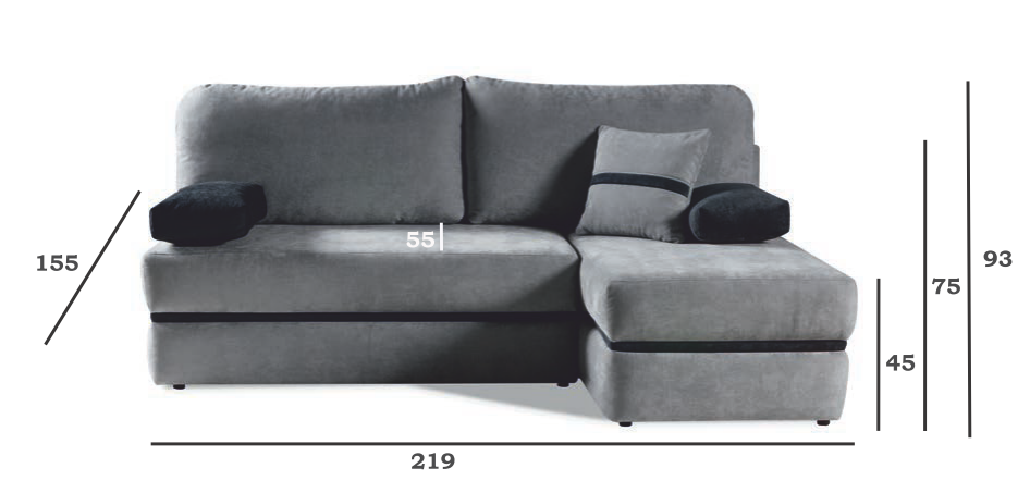 Modna rogówka do małego mieszkania z funkcją spania LaVanto 3