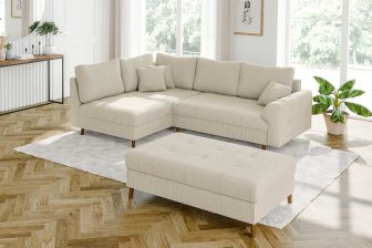 Narożnik z pufą i funkcją spania codziennego
