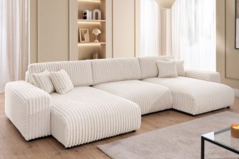 Sofa narożnikowa w kształcie U z funkcją spania codziennego