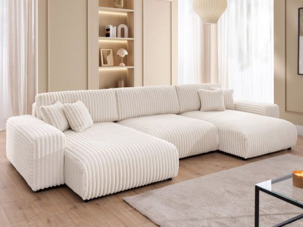 Sofa narożnikowa w kształcie U z funkcją spania codziennego
