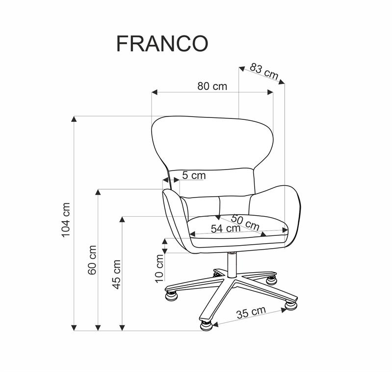Salonowy fotel na krzyżaku FRANCO - wybór kolorów 3