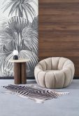 Beżowy fotel okrągły designerski