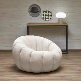 Kremowy fotel okrągły designerski