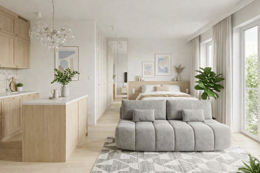 Zgrabna sofa z funkcją spania SOFINO 1 Zgrabna sofa do salonu z funkcją spania codziennego