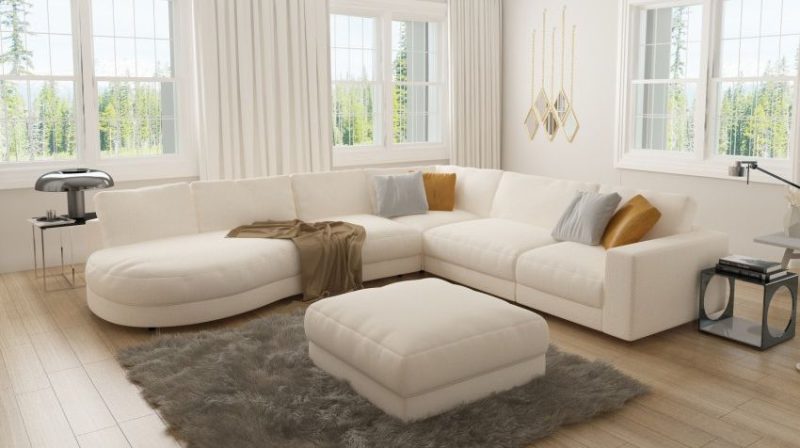 B ardzo wygodna sofa narożna śmietanowa