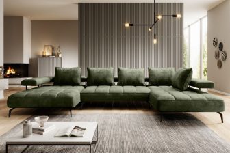 Ogromna awangardowa kanapa narożna U z elektrycznym siedziskiem