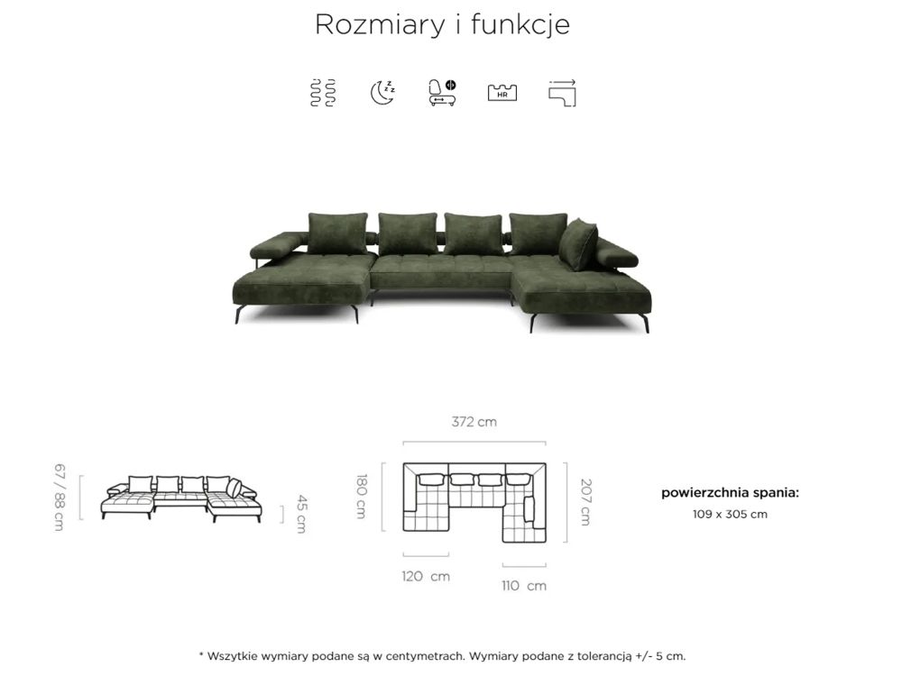 Awangardowa kanapa narożna U elektryczna MAVERICK 3 6
