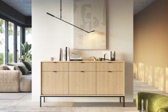 Dąb vicenza komoda 6 szuflad ze frontami ze strukturą