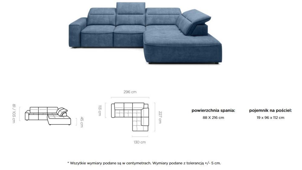 Elektryczna kanapa narożna z funkcją spania LORANO 2 6