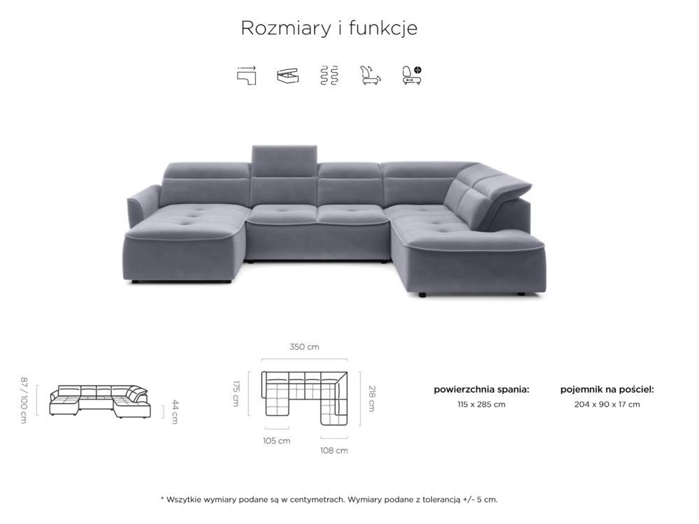 Elektryczna sofa rogowa w kształcie C ULISSE 3 7
