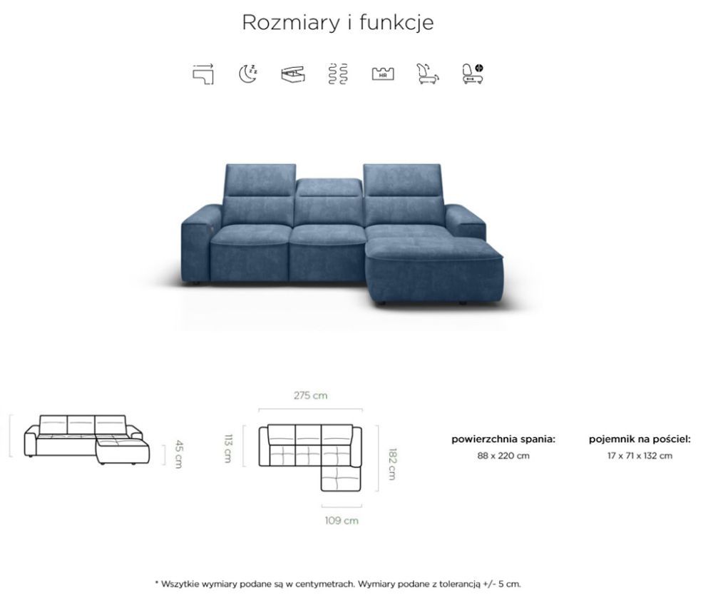 Elektryczny narożnik z funkcją spania LORANO 1 11 Elektryczny narożnik z funkcją spania LORANO 1 4