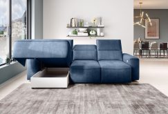 Elektryczny narożnik z funkcją spania LORANO 1 7 Narożnik elektrycznie rozkładany do spania z pojemnikiem na pościel