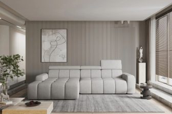 Narożnik funkcja spania elektryczna regulacja siedziska LUMINA 33 Nowoczesny narożnik z zagłówkami z funkcją spania z elektryczną regulacją siedziska