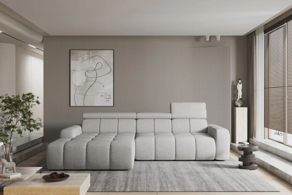 Narożnik funkcja spania elektryczna regulacja siedziska LUMINA 1 Nowoczesny narożnik z zagłówkami z funkcją spania z elektryczną regulacją siedziska