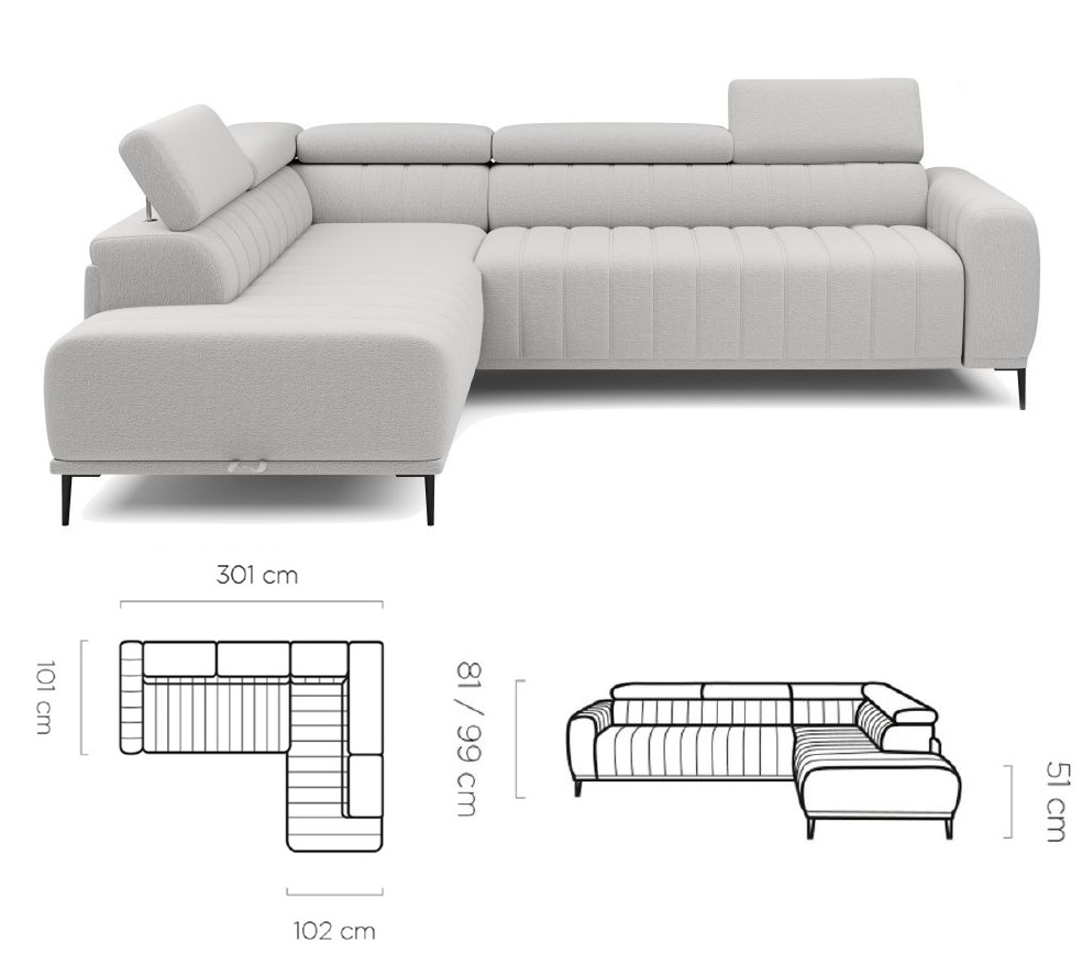 Narożnik stelaż włoski powierzchnia spania 160x200 AURELIO 9 Narożnik stelaż włoski powierzchnia spania 160x200 AURELIO 5