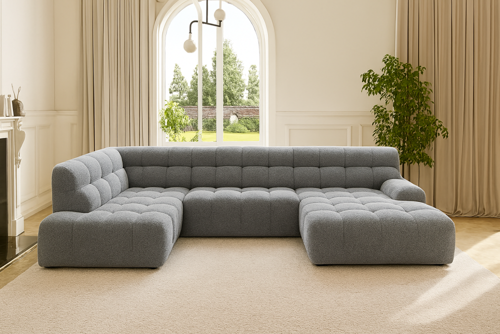 Narożnik U elektrycznie rozkładany BOSSA 3 1 Luksusowy narożnik w kształcie podkowy z elektrycznie wysuwanym siedziskiem