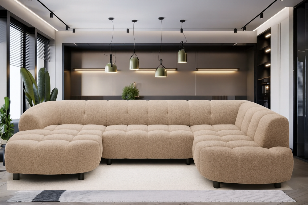 Narożnik U elektrycznie wysuwane siedzisko VOLARE 3 1 Wspaniały narożnik U z elektrycznie wysuwanym siedziskiem