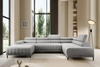 Narożnik U z funkcją spania CORDOBA 3 21 Nowoczesny narożnik w kształcie literty U z zagłówkami i funkcją spania