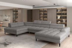 Cudowny narożnik nowoczesny z funkcją spania codziennego z zagłówkami - klasa premium