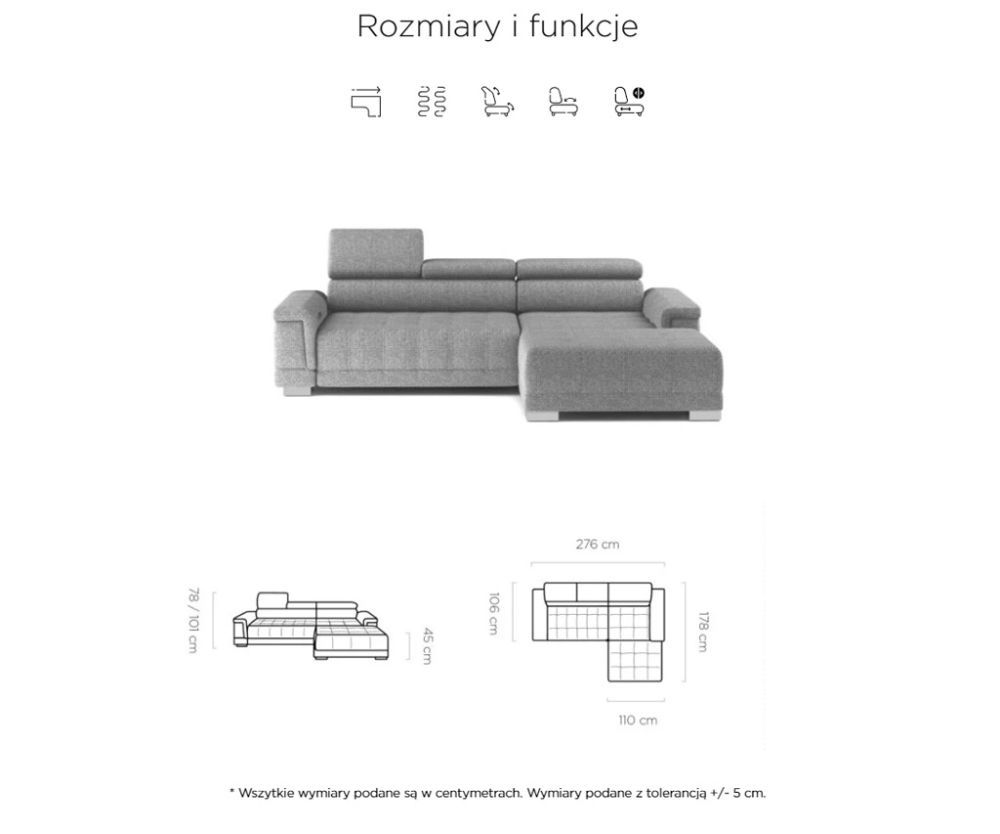 Narożnik z elektrycznym rozkładaniem CRESCENDO 1 8 Narożnik z elektrycznym rozkładaniem CRESCENDO 1 6