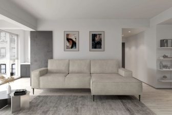 Nowoczesny narożnik na wysokich nogach z funkcją codziennego spania