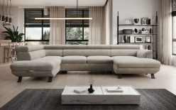 luksusowy narożnik U z funkcją spania codziennego