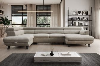 luksusowy narożnik U z funkcją spania codziennego