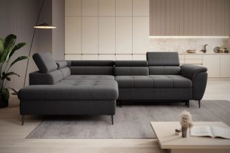 Narożnik z funkcją spania z przesuwnymi oparciami TAVROS 940 Nowoczesny narożnik z regulowanymi zagłówkami i oparciami z funkcją spania