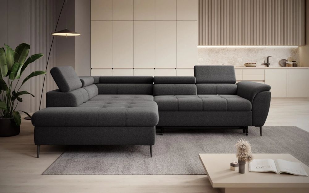 Narożnik z funkcją spania z przesuwnymi oparciami TAVROS 1 Nowoczesny narożnik z regulowanymi zagłówkami i oparciami z funkcją spania