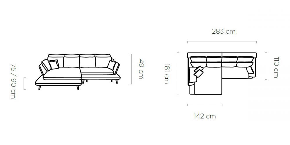 Nowatorski narożnik z funkcją spania na drewnianych nogach CASCADA 9 Nowatorski narożnik z funkcją spania na drewnianych nogach CASCADA 7