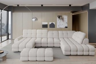 Olbrzymia pufa z przeszyciami do siedzenia