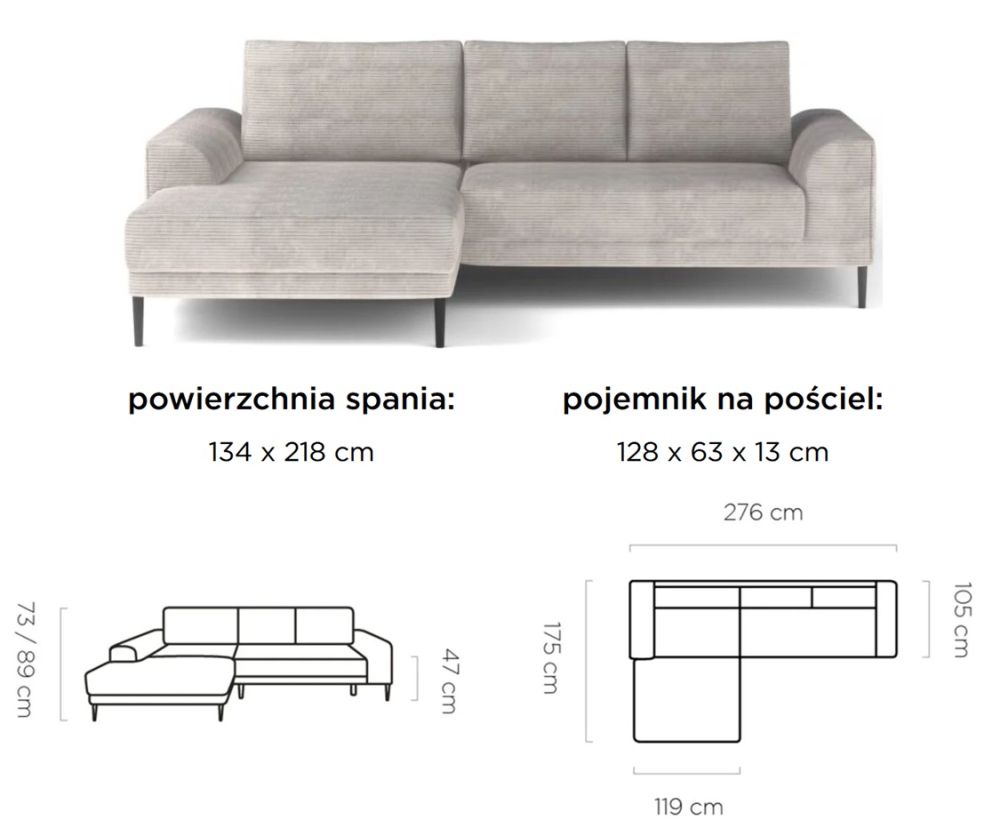 Prosty narożnik klasy premium z funkcją spania STRADA 9 Prosty narożnik klasy premium z funkcją spania STRADA 6