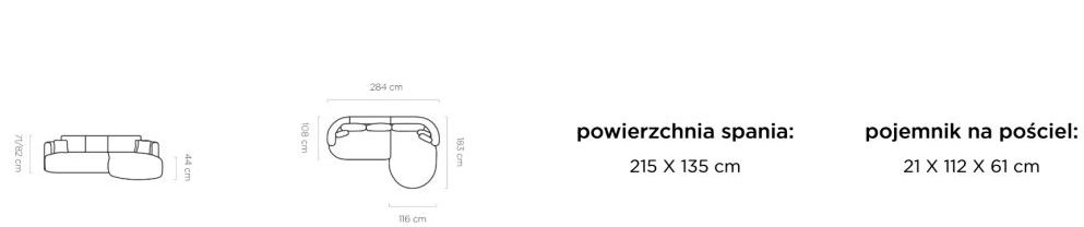 Modna rogówka półokrągła z funkcją spania DELANO 6