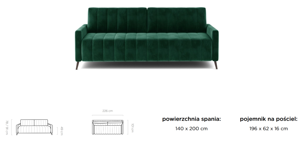 Rozkładana kanapa ze smukłymi nogami MAGRINA 4