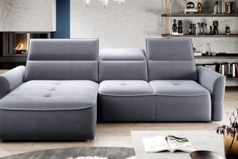 Komfortowa sofa rogowa rozkładana elektrycznie z funkcją spania